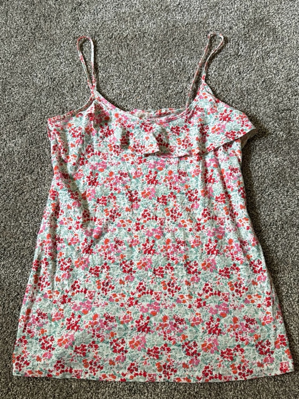 J. Crew Floral Ruffle Camisole — Pink, Red & Mint